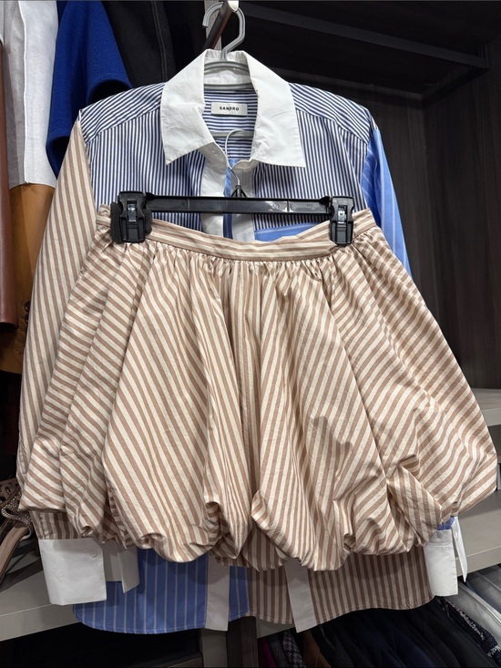 Sandro Tops - Sandro Patchwork Stripe Button-Down Shirt and bubble skirt set